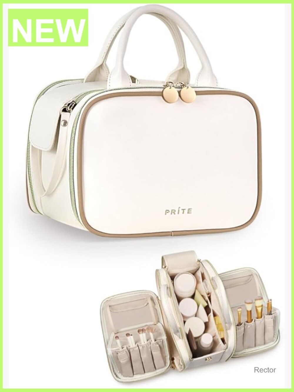 Large Capacity Waterproof Travel Cosmetic Organizer Toiletry Bag with Brush
